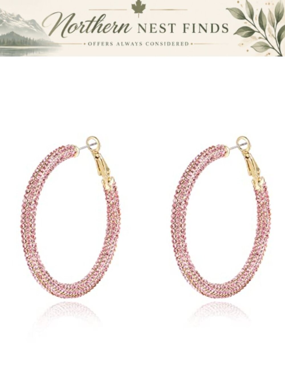 Rhinestone Hoop Earrings Women Sparkly Crystal 5cm Dangle Loop